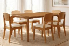 Sala Jantar Mesa Londrina Tampo Curvo 180cm+6 Cadeiras Havana - Rufato