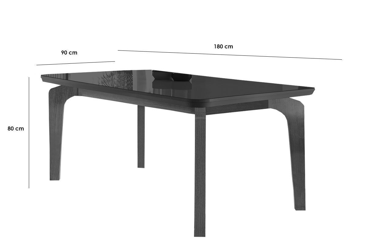 Sala Jantar Mesa Londrina Tampo c/ Vidro Curvo 180cm+6 Cadeiras Dafne Madeira - Rufato