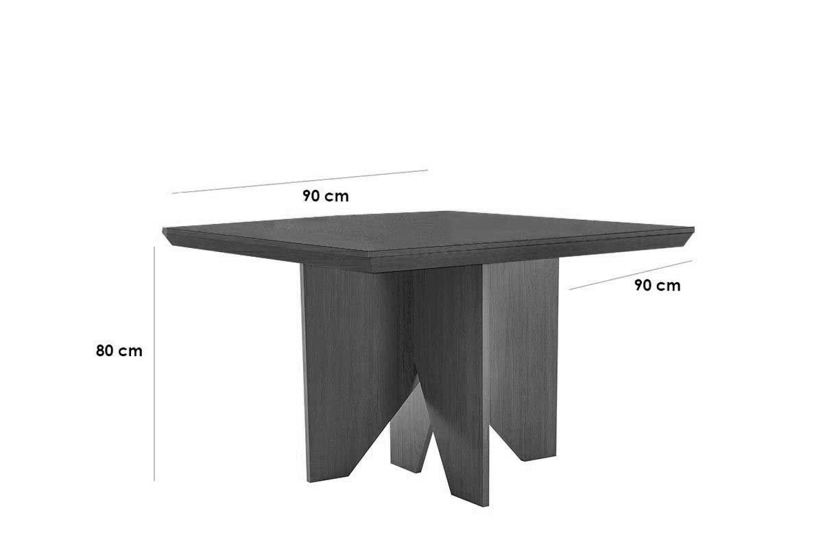 Sala de Jantar Completa Nevada c/ Tampo Madeirado Canto Curvo 90x90cm e 4 Cadeiras Tilia Madeira Maciça - Rufato