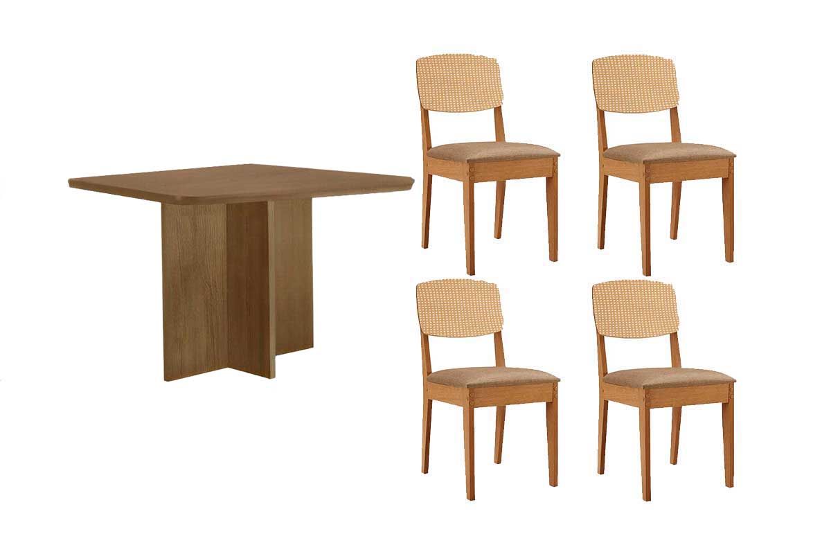 Sala Jantar Mesa Berlim Curvo 90cm + 4 Cadeiras Havana - Rufato
