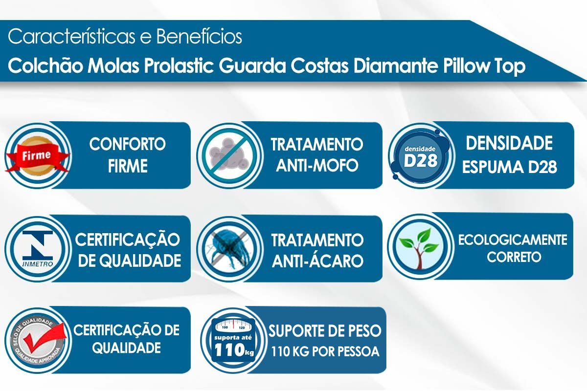 Colchão Molas Prolastic Probel G Costas Diamante Colchão Molas Prolastic Probel G Costas Diamante