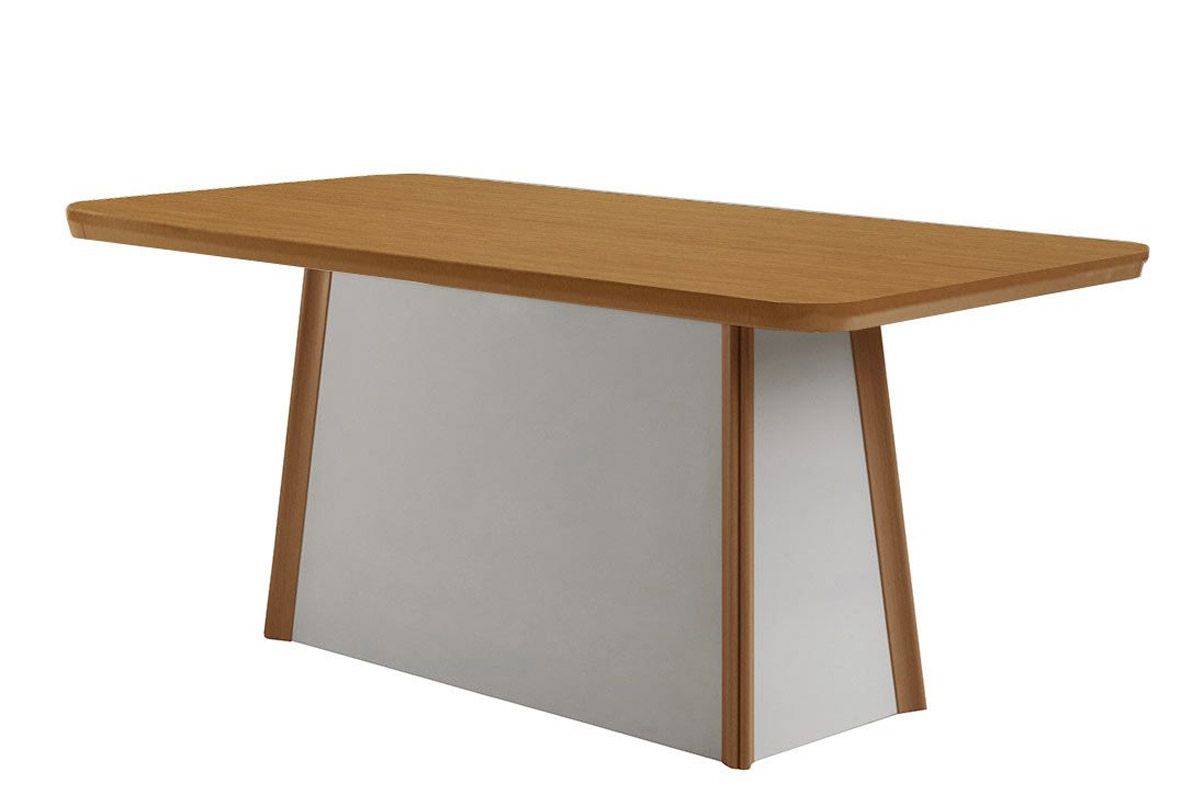 Sala de Jantar Completa Tilia c/ Tampo Madeirado Canto Curvo 180x90cm e 6 Cadeiras Havana Premium - Rufato