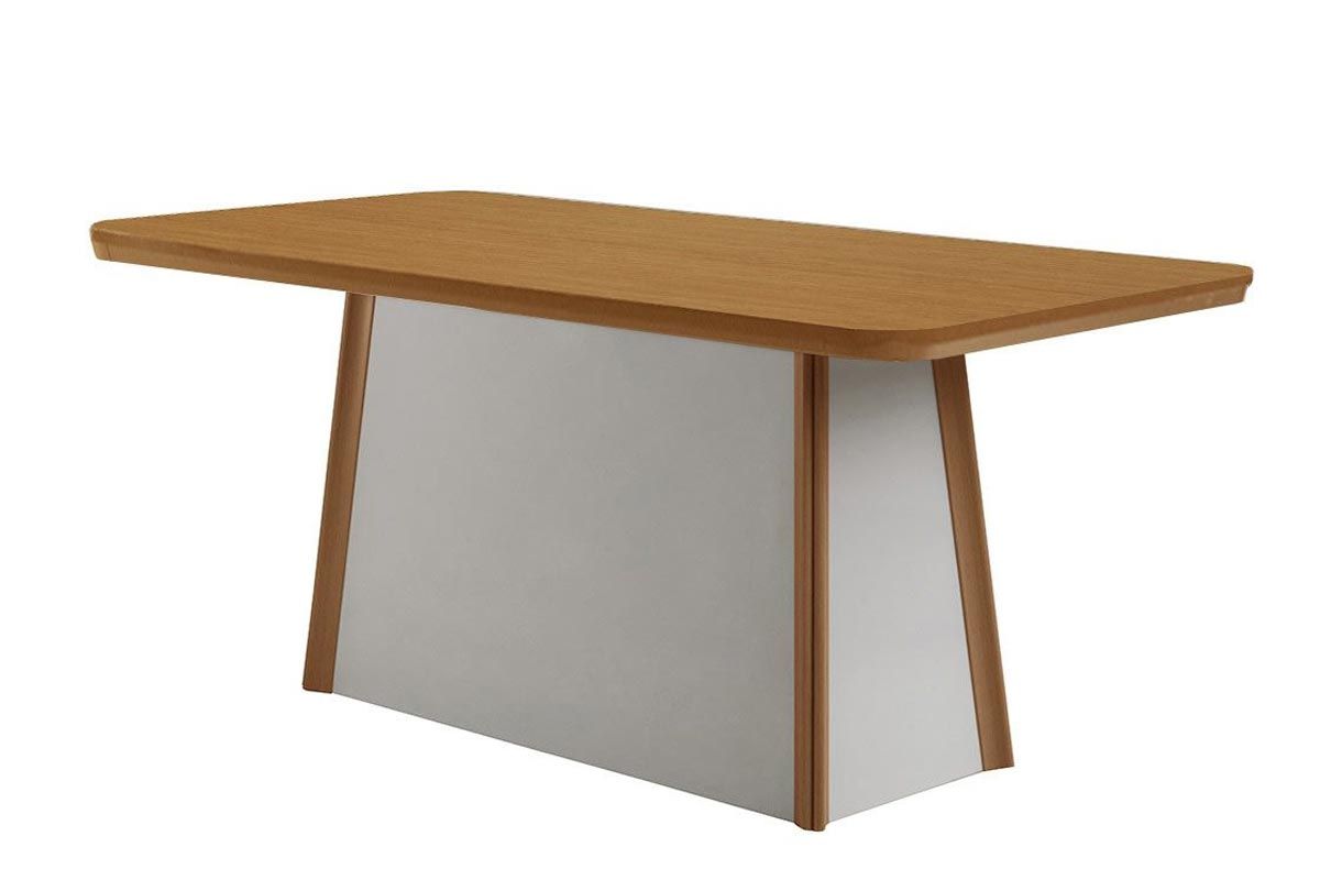 Sala de Jantar Completa Tilia c/ Tampo Madeirado Canto Curvo 120x80cm e 4 Cadeiras Dafne Madeira Maciça - Rufato