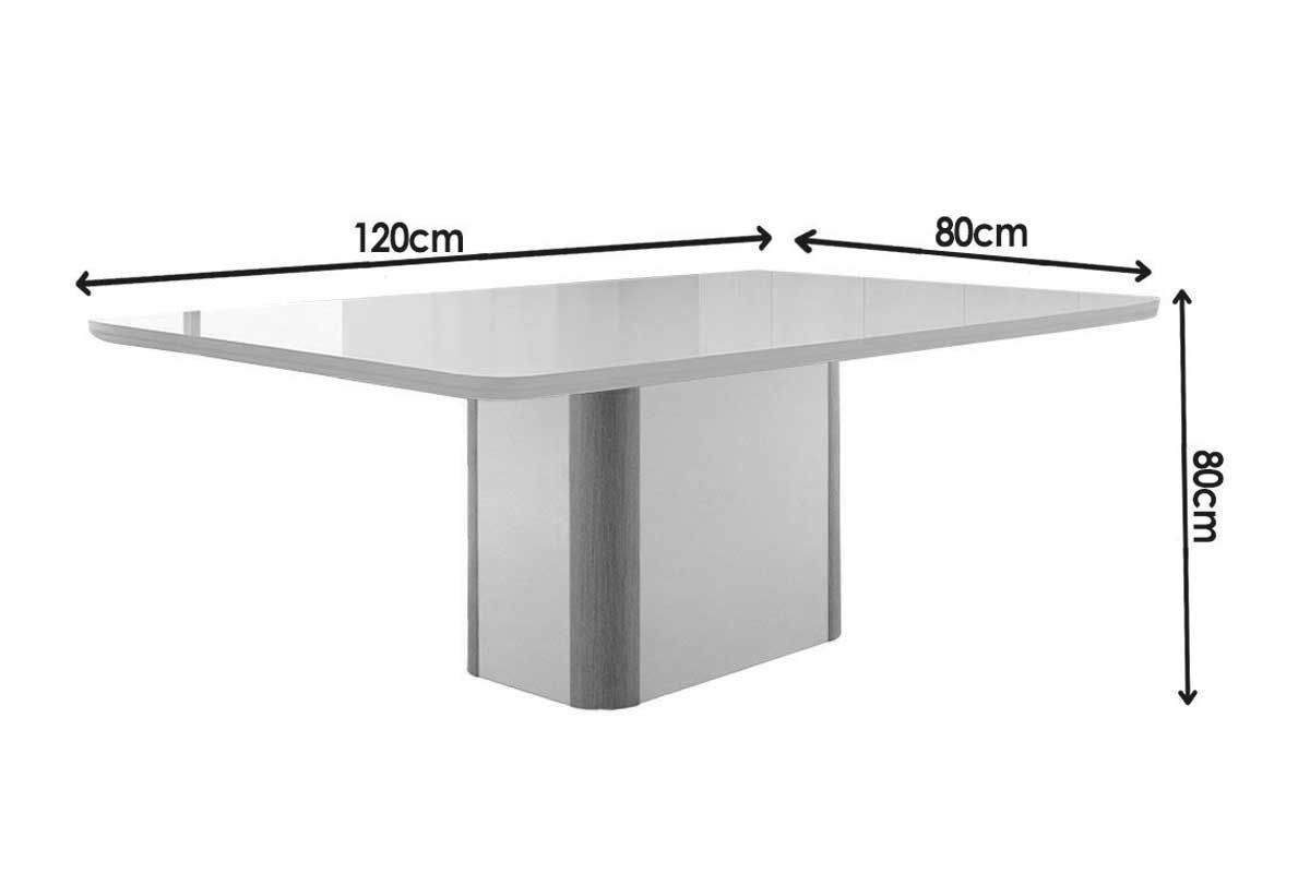 Sala de Jantar Completa Pietá c/ Tampo Madeirado c/ Vidro Canto Curvo 120x80cm e 4 Cadeiras Dakota - Rufato