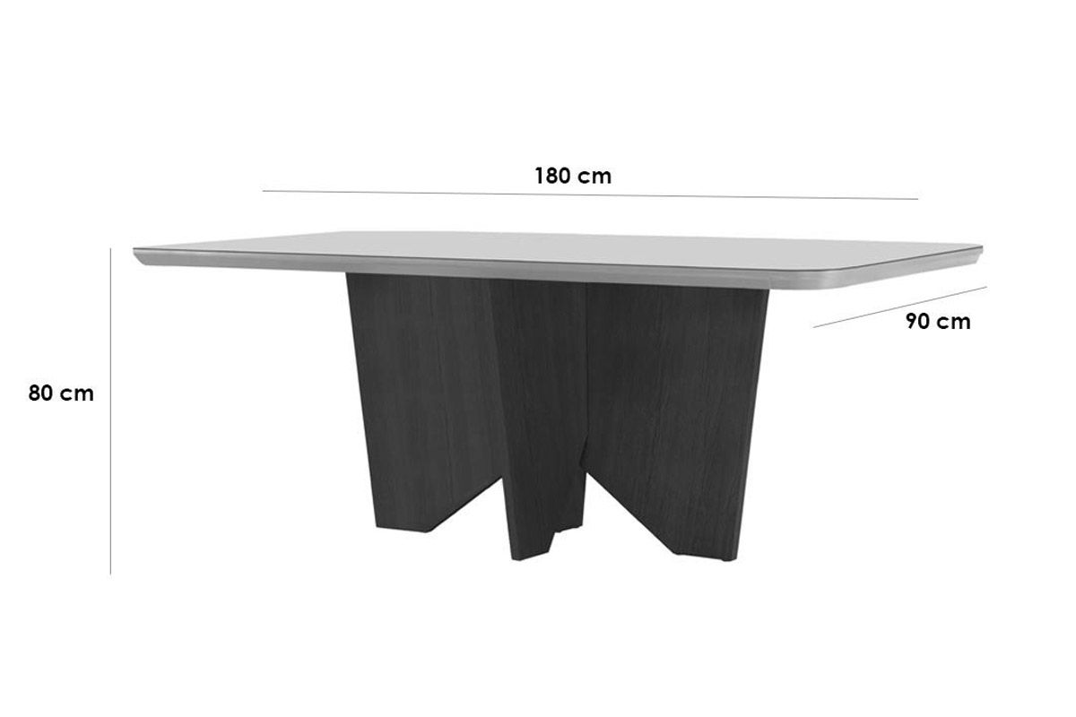 Sala Jantar Mesa Nevada Curvo 180cm + 6 Cadeiras Jaspe Madeira - Rufato