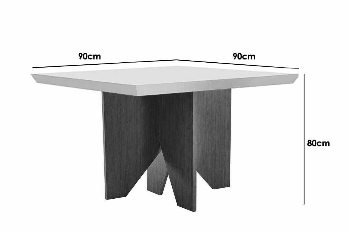 Sala Jantar Mesa Nevada Curvo 90cm + 4 Cadeiras Dafne Madeira - Rufato