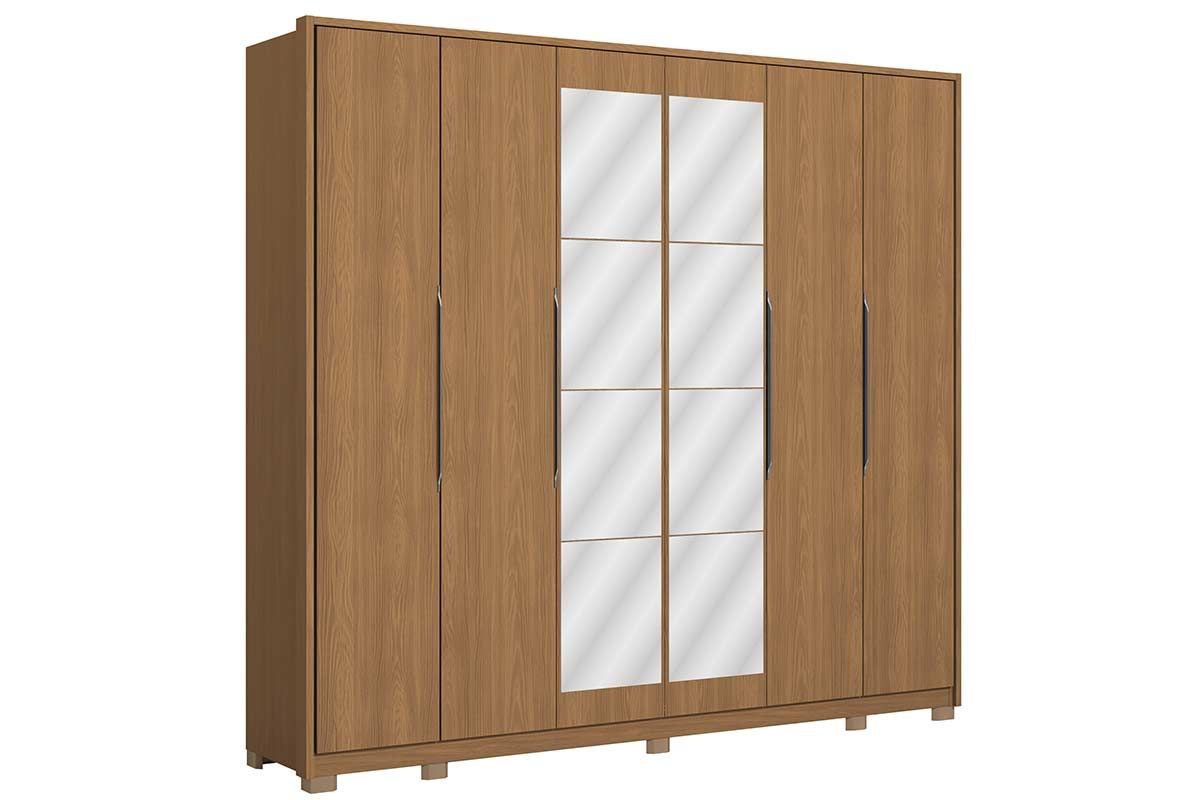 Guarda Roupa Casal 6 Portas (2 c/Espelho) e 4 Gavetas c/Pés CB01T581 KappesbergCanela