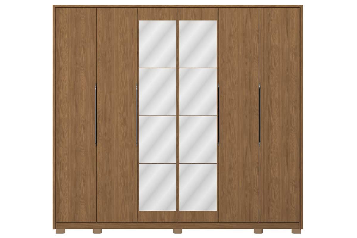 Guarda Roupa Casal 6 Portas (2 c/Espelho) e 4 Gavetas c/Pés CB01T581 KappesbergCanela