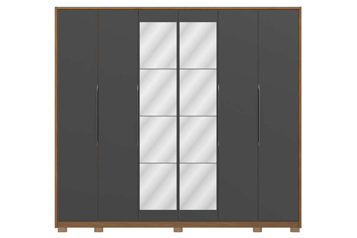 Guarda Roupa Casal 6 Portas (2 c/Espelho) e 4 Gavetas c/Pés CB01T581 Kappesberg