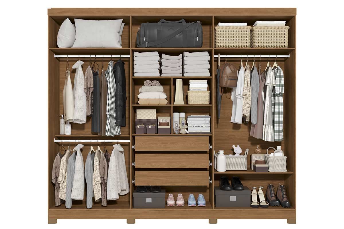 Guarda Roupa Casal 6 Portas e 3 Gavetas c/Pés CB03T580 Kappesberg