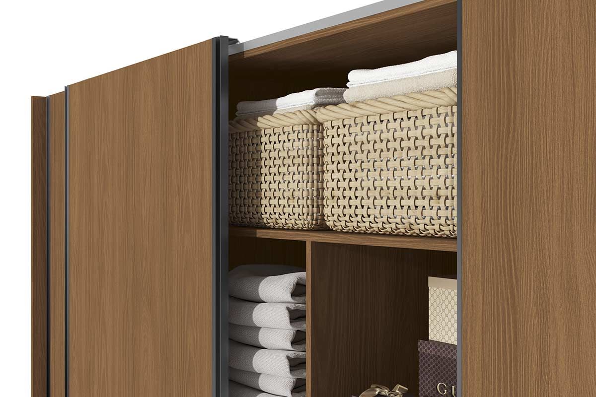 Guarda Roupa Casal 3 Portas de Correr e 4 Gavetas c/Pés CB03T582 Kappesberg