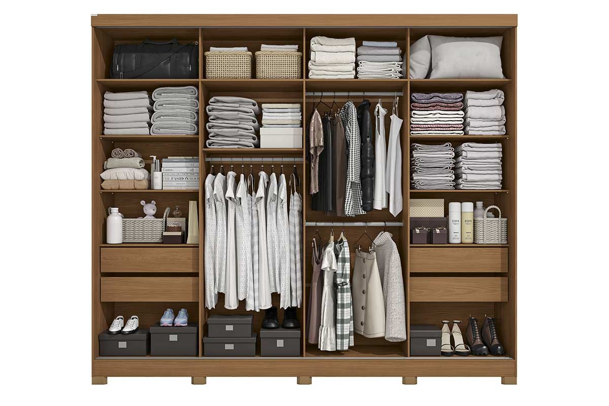 Guarda Roupa Casal 2 Portas de Correr e 4 Gavetas c/Pés CB03T583 Kappesberg Guarda Roupa Casal 2 Portas de Correr e 4 Gavetas c/Pés CB03T583 Kappesberg