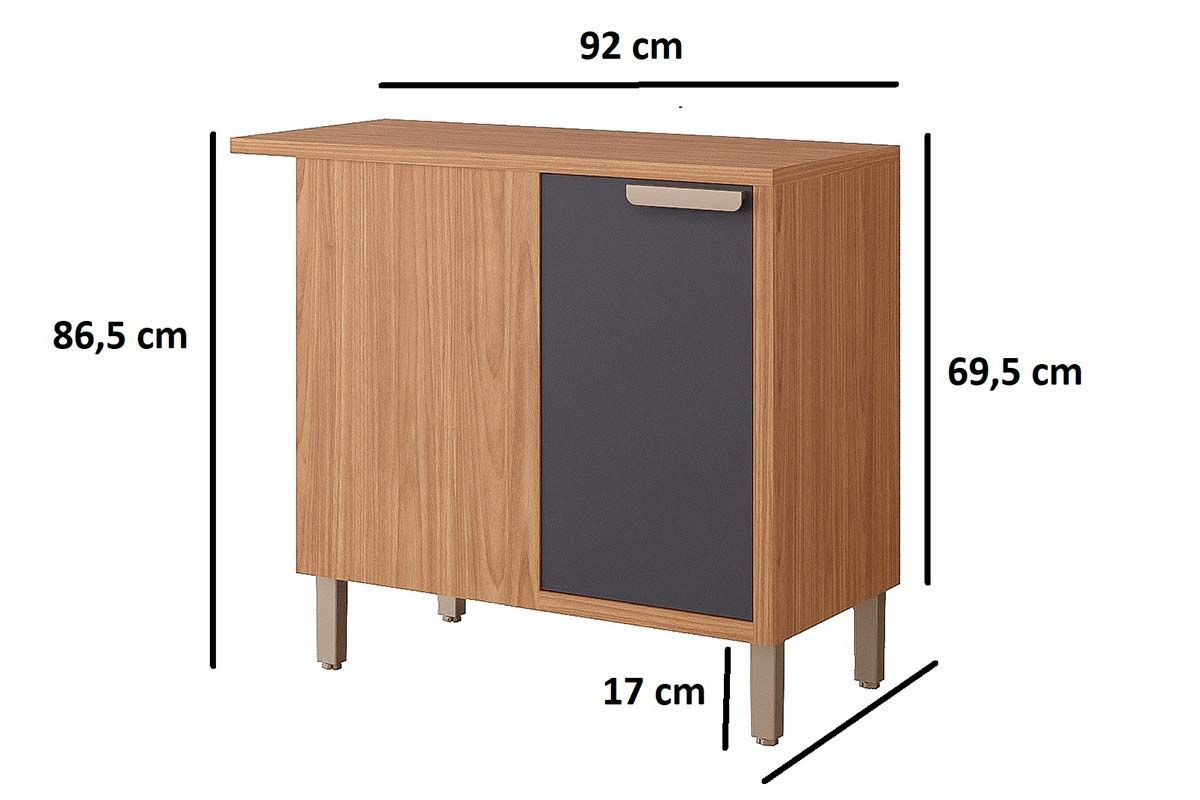 Balcão Cozinha MGM c/Tampo Estela Nicho de Canto c/1 Porta 92cm Balcão Cozinha MGM c/Tampo Estela Nicho de Canto c/1 Porta 92cm