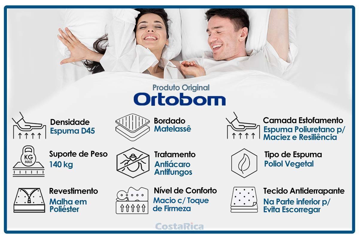 Cama Box Baú CRC +Colchão D45 Airtech150 Ortobom