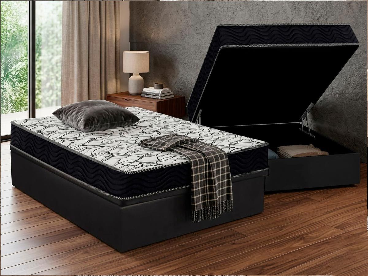Cama Box Baú CRC +Colchão D45 Airtech150 Ortobom