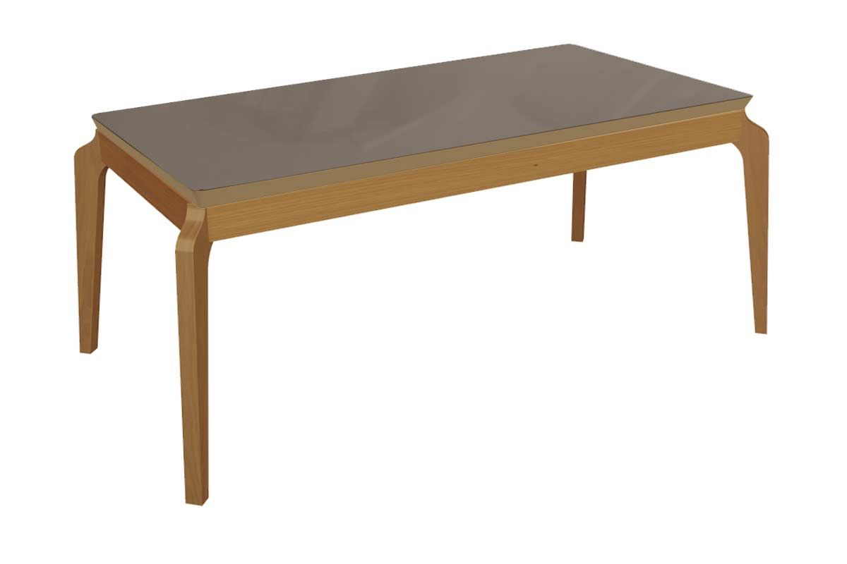 Mesa Jantar Petra Madeira Maciça c/ Tampo Madeirado c/ Vidro 200x100cm Kappesberg