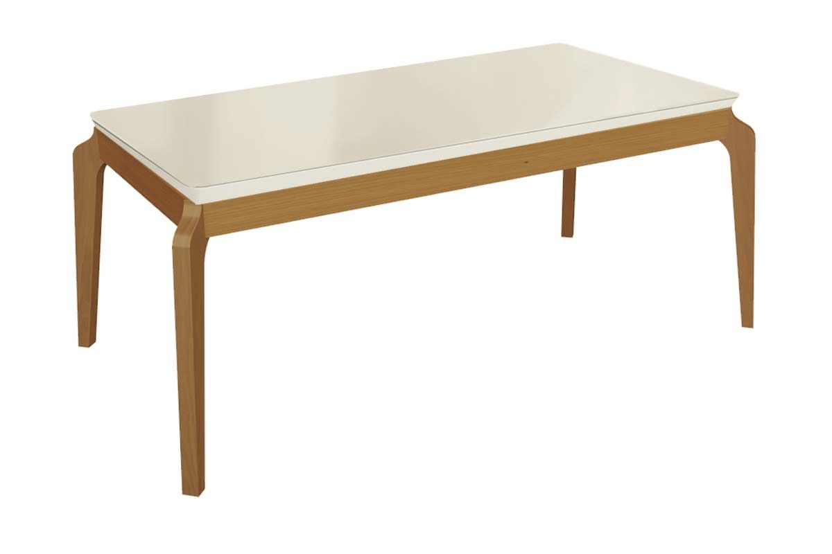 Mesa Jantar Petra Madeira Maciça c/ Tampo Madeirado c/ Vidro 200x100cm Kappesberg