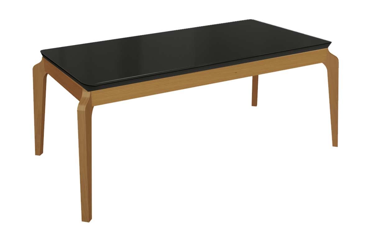 Mesa Jantar Petra Madeira Maciça c/ Tampo Madeirado c/ Vidro 200x100cm Kappesberg
