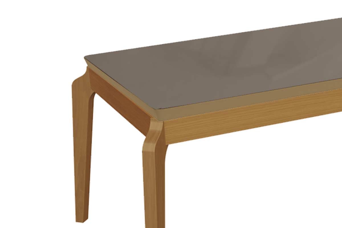 Mesa Jantar Petra Madeira Maciça c/ Tampo Madeirado c/ Vidro 200x100cm Kappesberg