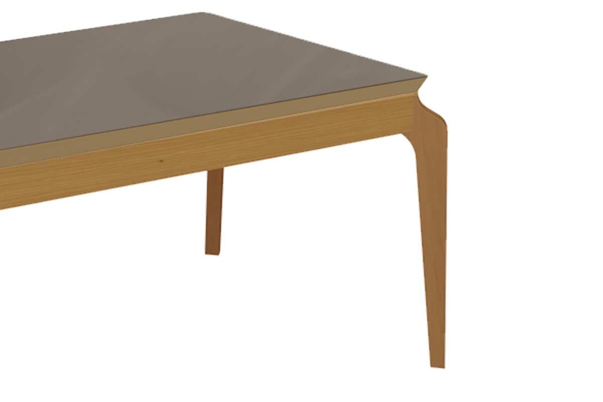 Mesa Jantar Petra Madeira Maciça c/ Tampo Madeirado c/ Vidro 200x100cm Kappesberg