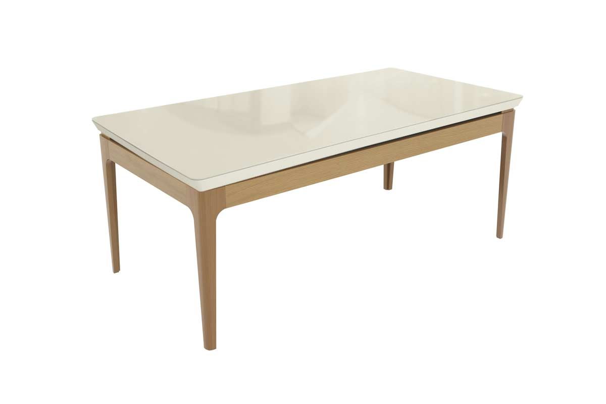 Mesa Jantar Mira Madeira Maciça c/ Tampo Madeirado c/ Vidro 200x100cm Kappesberg