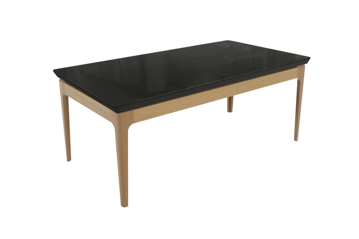 Mesa Jantar Mira Madeira Maciça c/ Tampo Madeirado c/ Vidro 200x100cm Kappesberg
