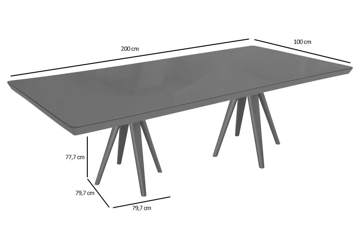 Mesa Jantar Duna Madeira Maciça c/ Tampo Madeirado c/ Vidro 200x100cm Kappesberg
