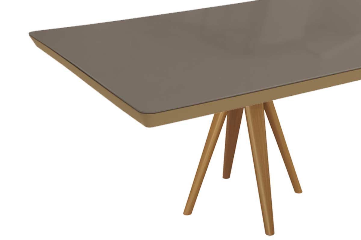 Mesa Jantar Duna Madeira Maciça c/ Tampo Madeirado c/ Vidro 200x100cm Kappesberg