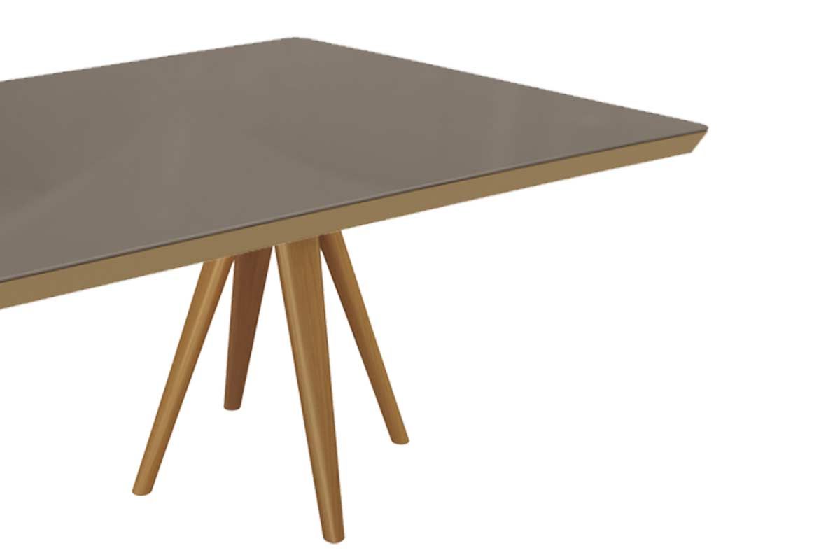 Mesa Jantar Duna Madeira Maciça c/ Tampo Madeirado c/ Vidro 200x100cm Kappesberg