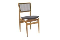 Cadeira Jantar Stela 1CMM013CA Premium Madeira Maciça 1 Un Kappesberg - Carvalho/Boucle Chumbo/Tela Chumbo