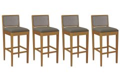Banqueta Sala de Jantar Sara 1BMM005CA Premium Madeira Maciça Kit 4 Un Kappesberg