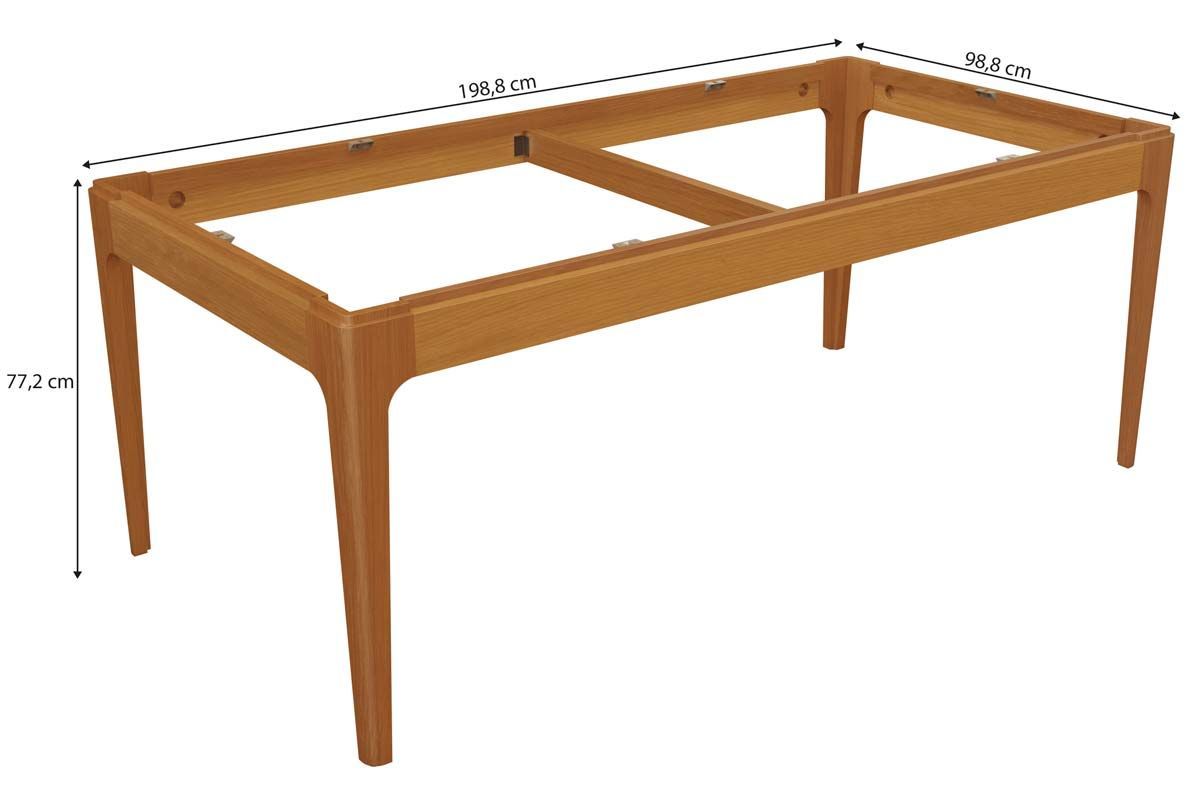 Sala Jantar Mesa Mira Premium Madeira Maciça c/ Tampo Madeirado c/ Vidro 200x100cm e 8 Cadeiras Lola - Kappesberg