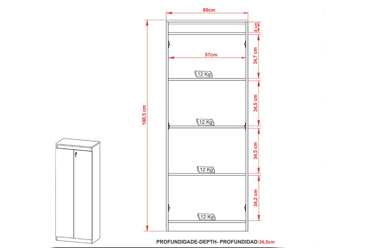 Armário Multiuso Lavanderia AM-3110 c/2 Portas c/Chave Tecno Mobili Armário Multiuso Lavanderia AM-3110 c/2 Portas c/Chave Tecno Mobili