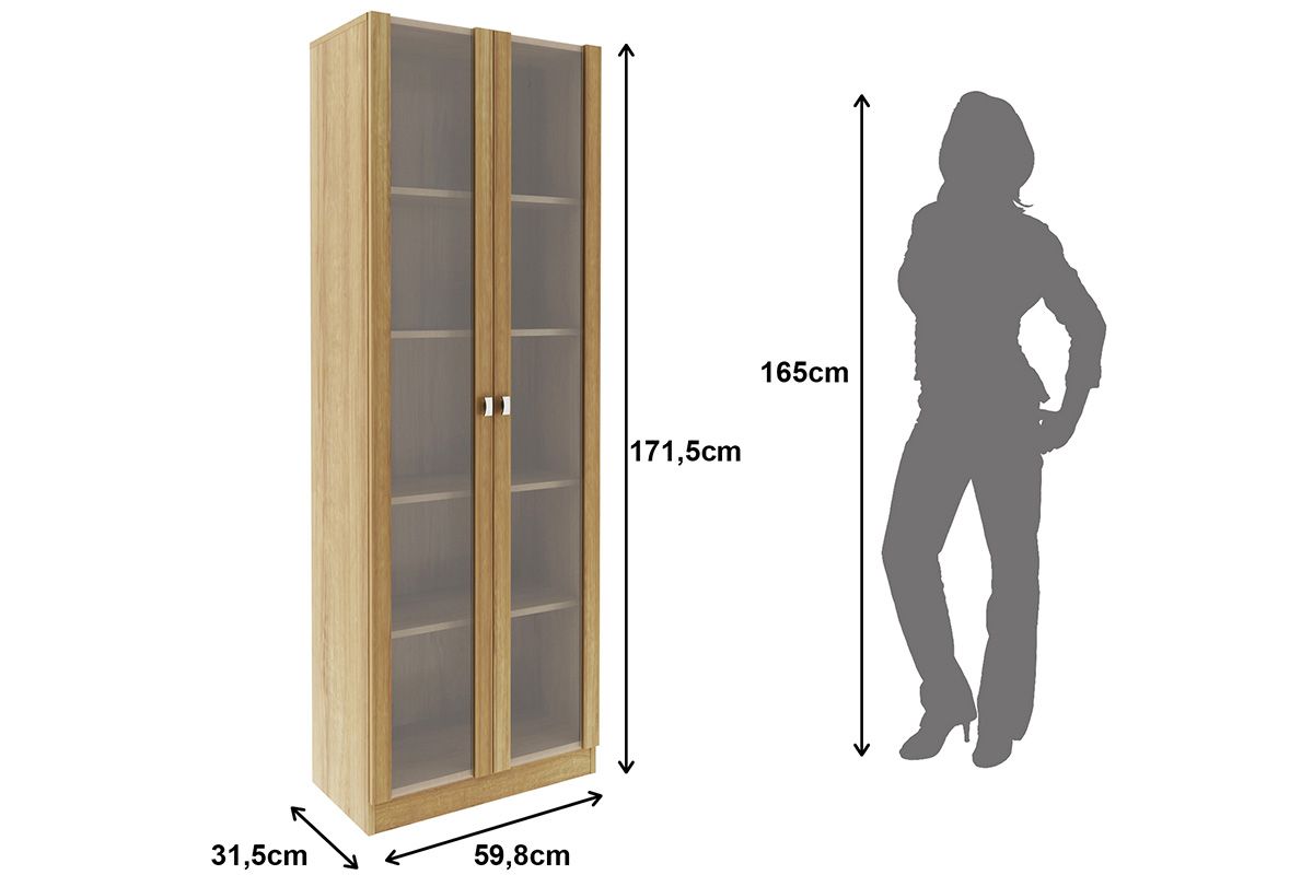 Armário Multiuso Lavanderia AM-3112 c/2 Portas c/Vidro Tecno MobiliAmêndoa