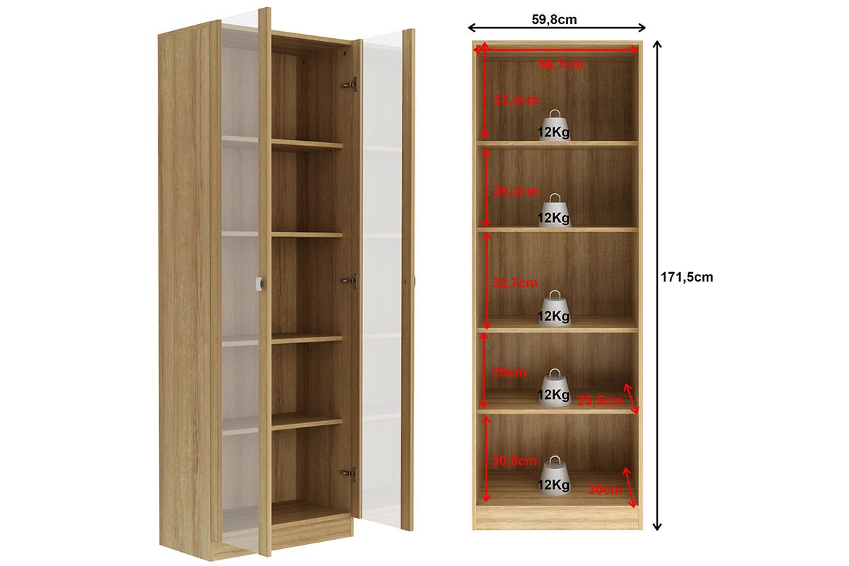Armário Multiuso Lavanderia AM-3112 c/2 Portas c/Vidro Tecno MobiliAmêndoa