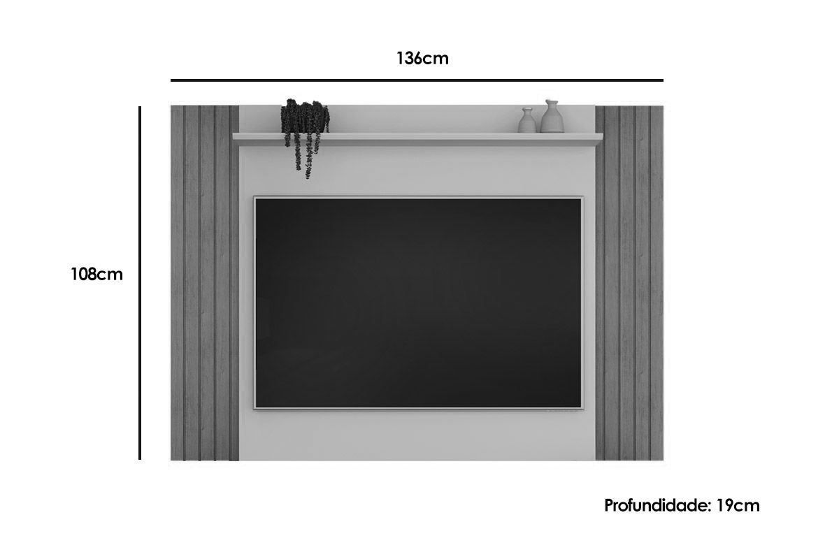 Rack Bancada c/ Painel p/ TV até 50 Pol Trend/Verano Ripado Porta e Nichos 136x174cm - DJ Móveis