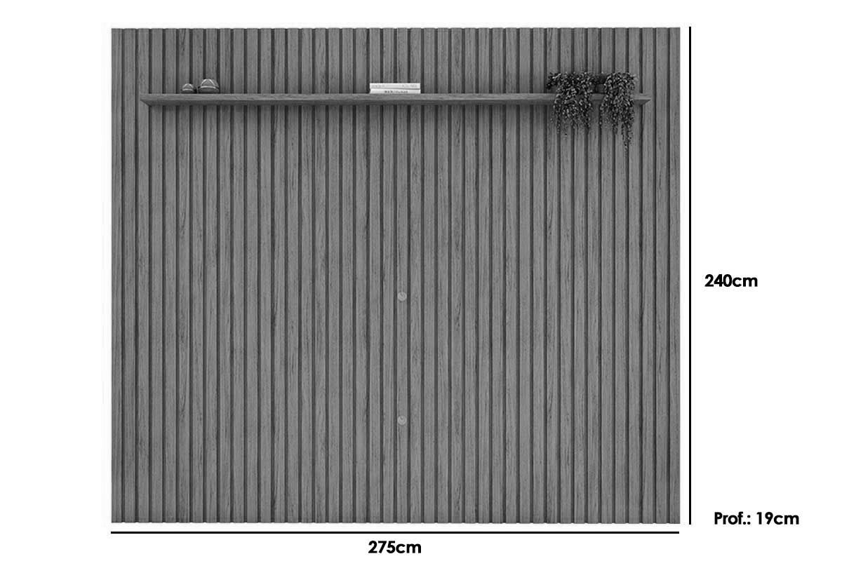 Rack Bancada c/ Painel p/ TV até 80 Pol Pratic / Celine Ripado Portas e Gavetas 275x240cm - DJ Móveis