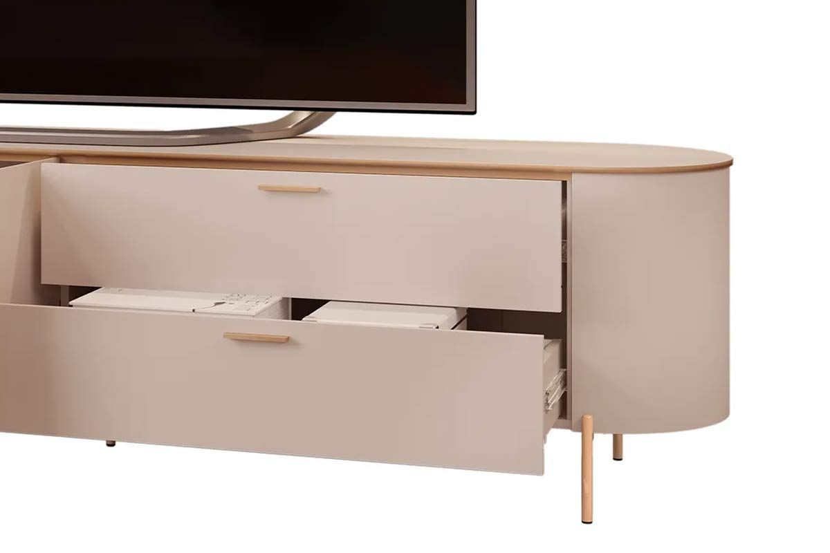Rack Bancada c/ Painel p/ TV até 80 Pol Pratic / Celine Ripado Portas e Gavetas 275x240cm - DJ Móveis