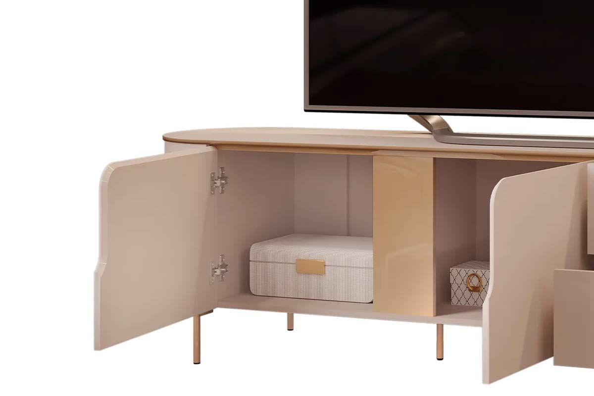 Rack Bancada c/ Painel p/ TV até 80 Pol Pratic / Celine Ripado Portas e Gavetas 275x240cm - DJ Móveis