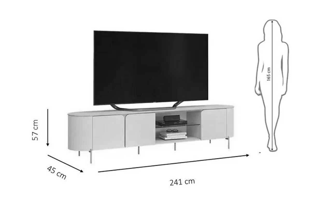 Rack Bancada c/ Painel p/ TV até 75 Pol Trento/Ariana Ripado Portas e Nichos 275,7x240cm - DJ Móveis