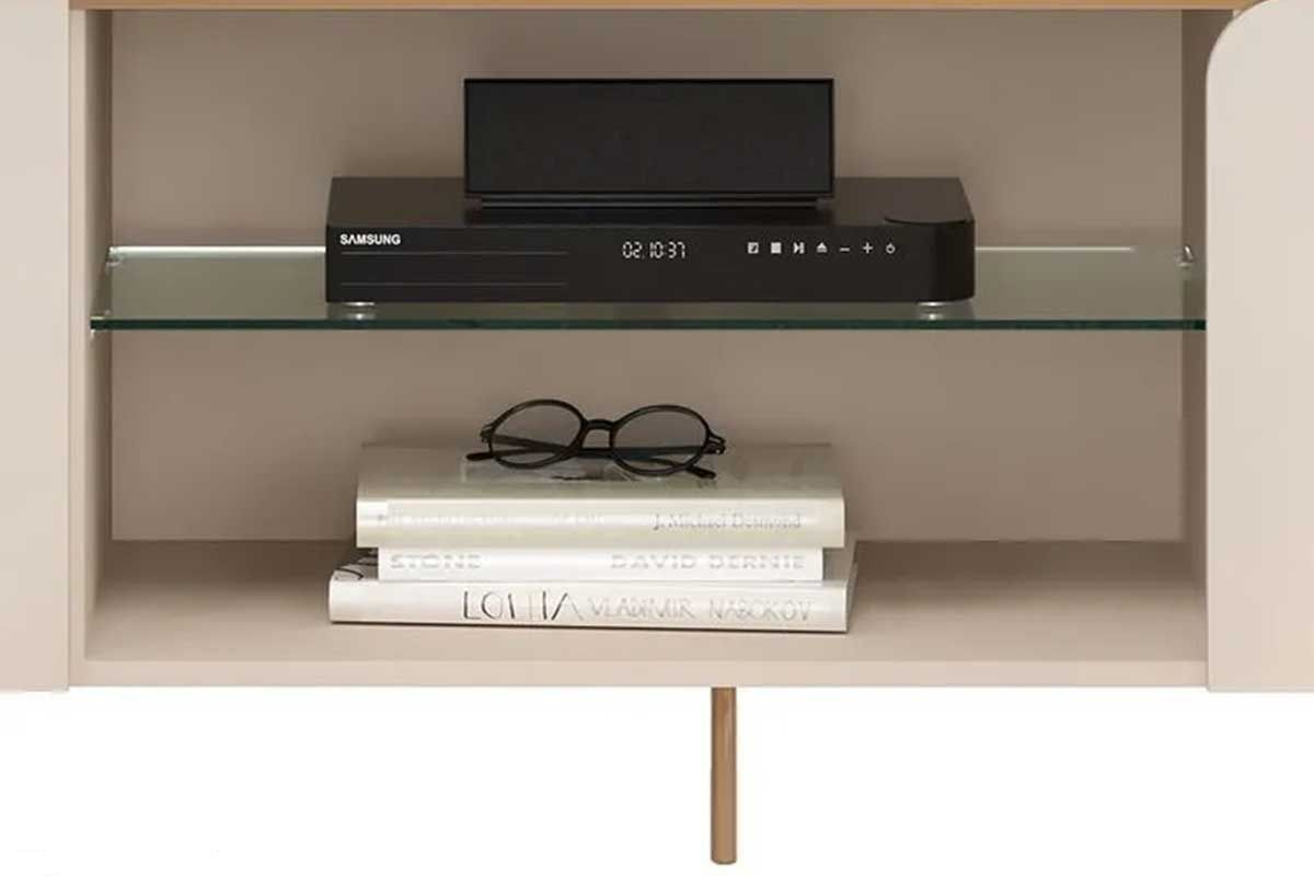 Rack Bancada c/ Painel p/ TV até 75 Pol Trento/Ariana Ripado Portas e Nichos 275,7x240cm - DJ Móveis