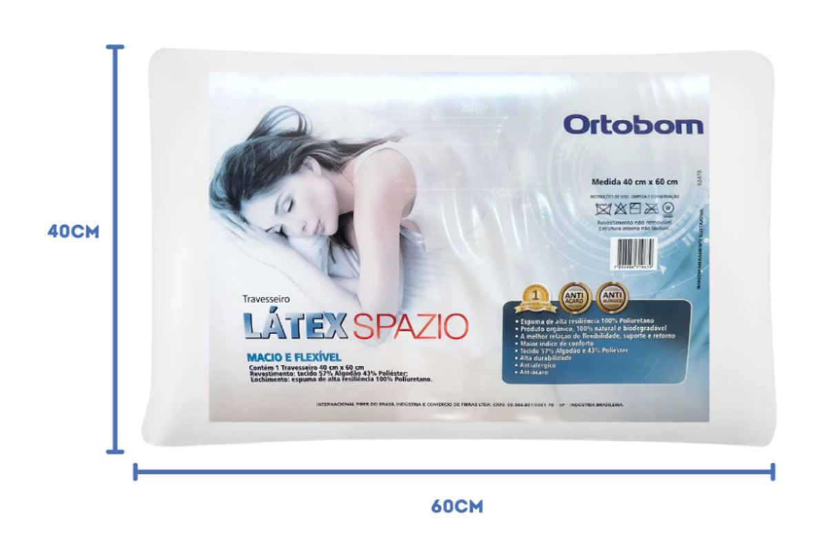Travesseiro Látex Spazio Anatômico Ortobom