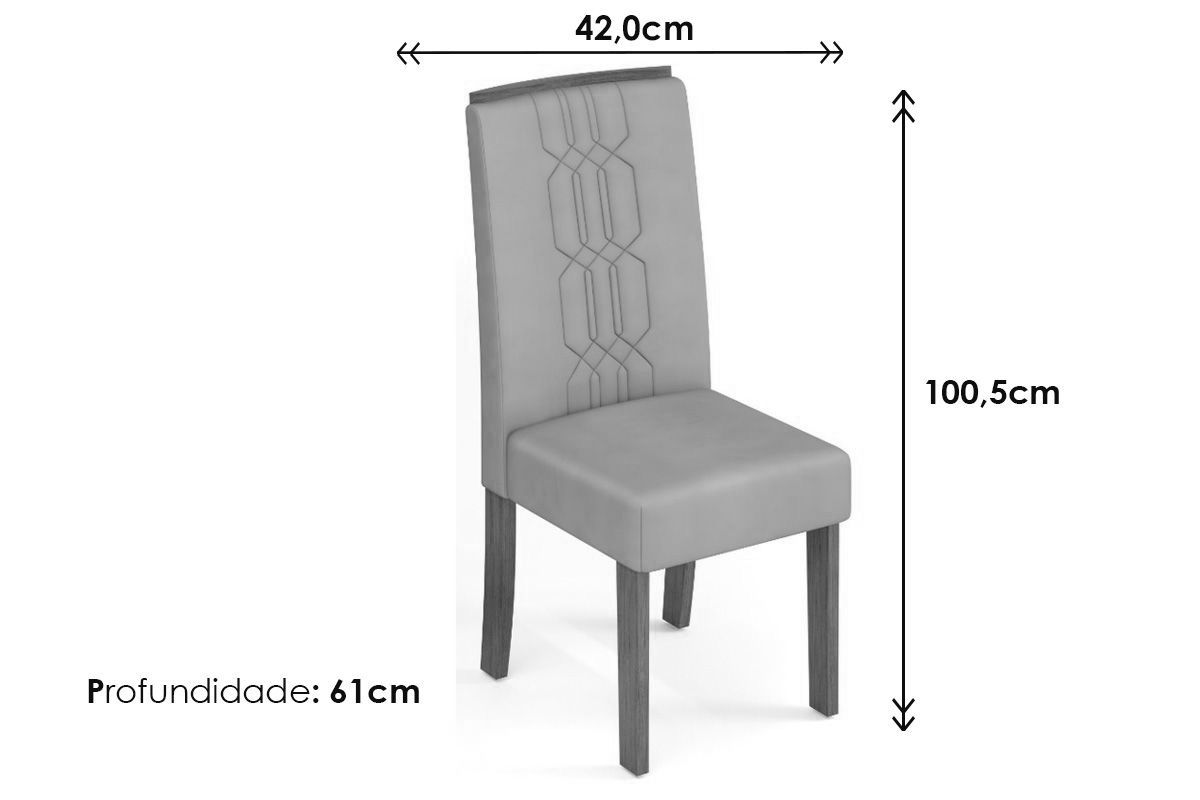 Sala de Jantar Completa Canes c/ Tampo Madeirado c/ Vidro Curvo 170x90cm e 6 Cadeiras Zoe - DJ Móveis
