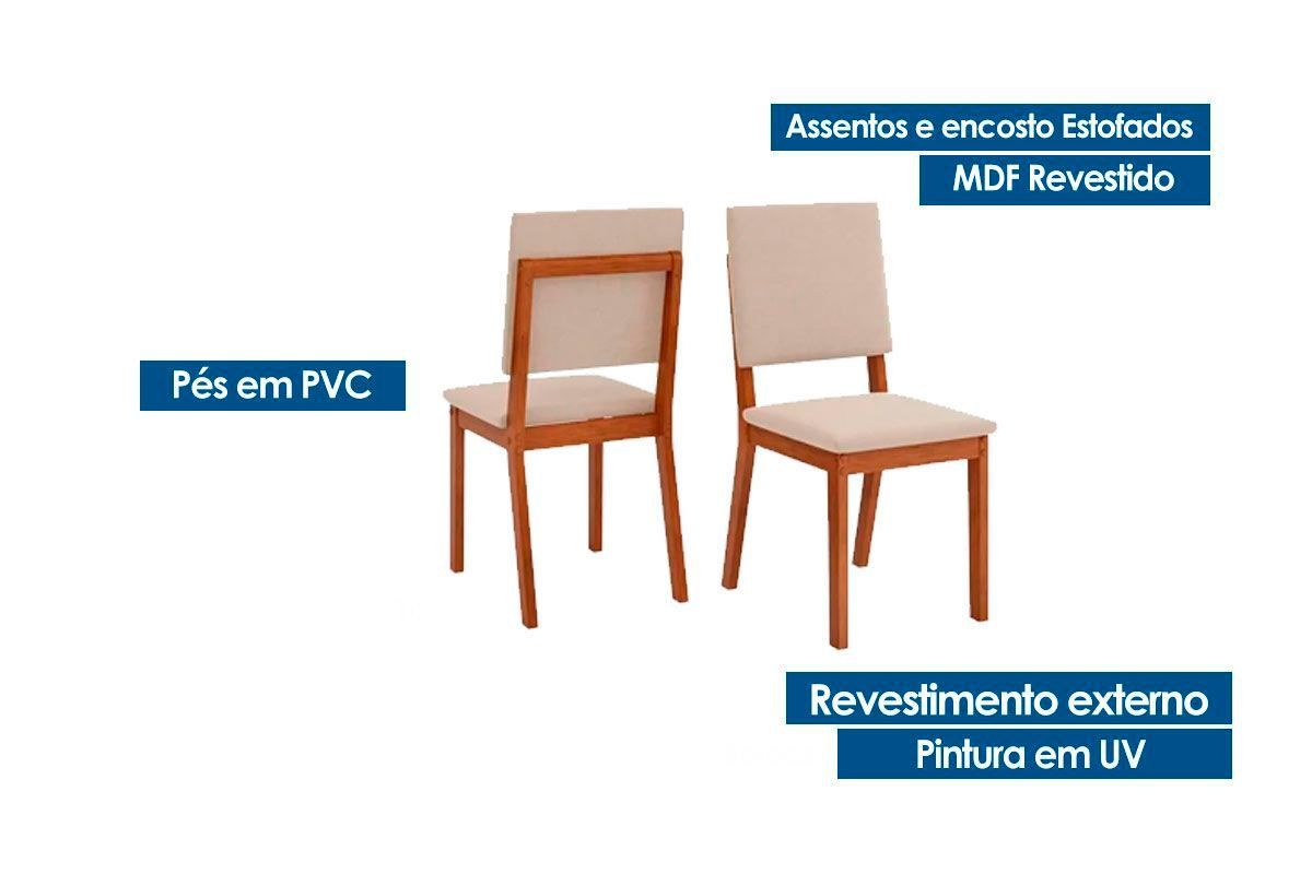 Sala de Jantar Completa Celeste c/ Tampo Madeirado Curvo 120x90cm e 4 Cadeiras Talia - DJ Móveis