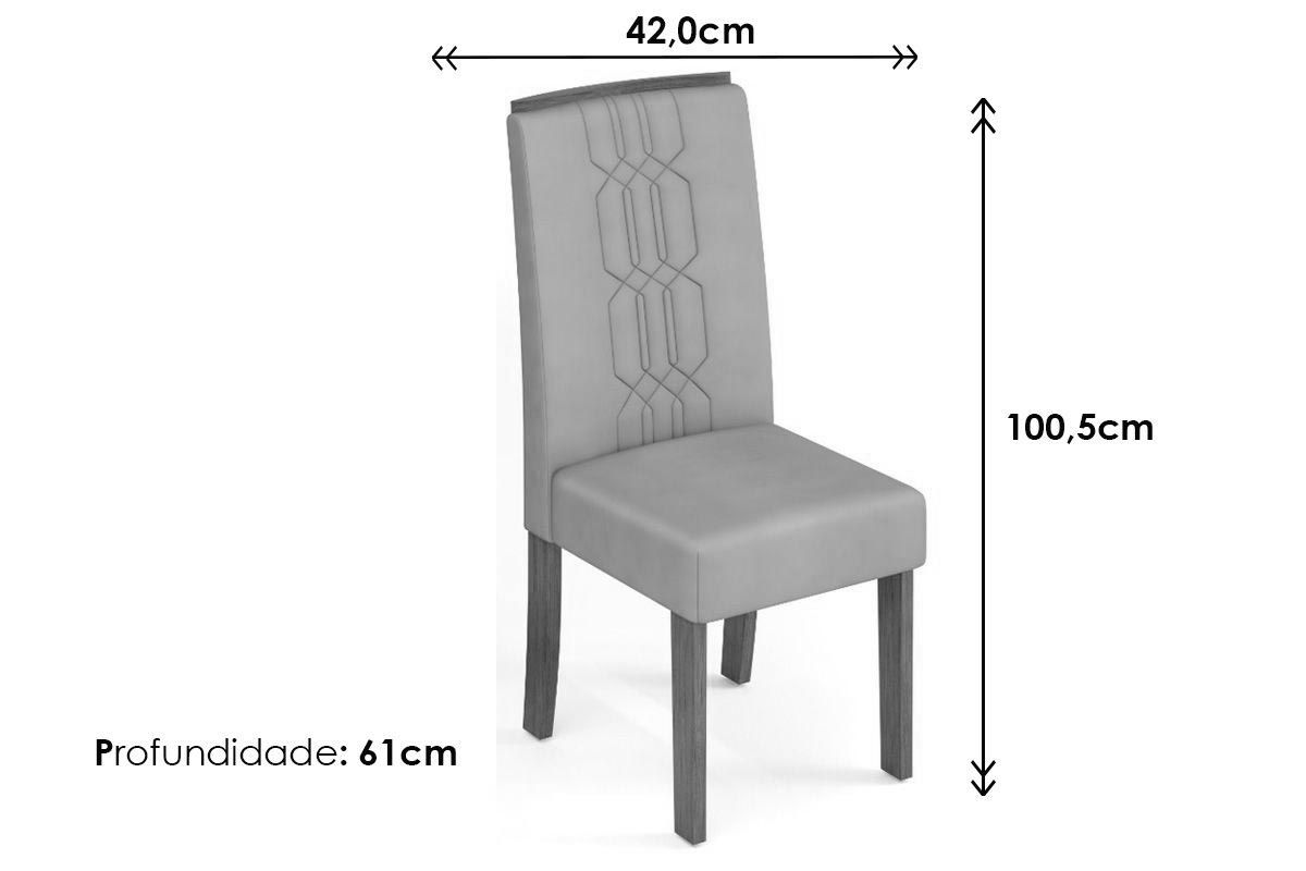 Sala de Jantar Completa Celeste c/ Tampo Madeirado c/ Vidro Curvo 120x90cm e 4 Cadeiras Zoe - DJ Móveis