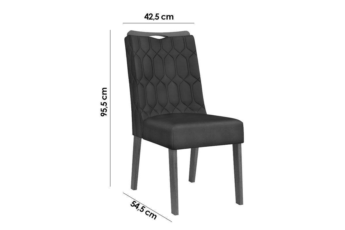 Sala de Jantar Completa Celeste c/ Tampo Madeirado c/ Vidro Retangular 160x90cm e 6 Cadeiras Bia - DJ Móveis