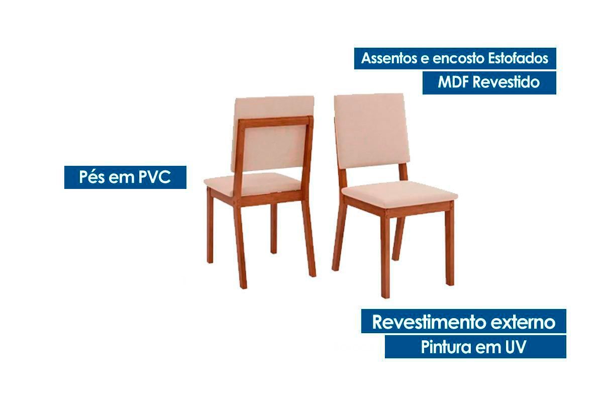 Sala de Jantar Completa Celeste c/ Tampo Madeirado Retangular 170x90cm e 6 Cadeiras Talia - DJ Móveis