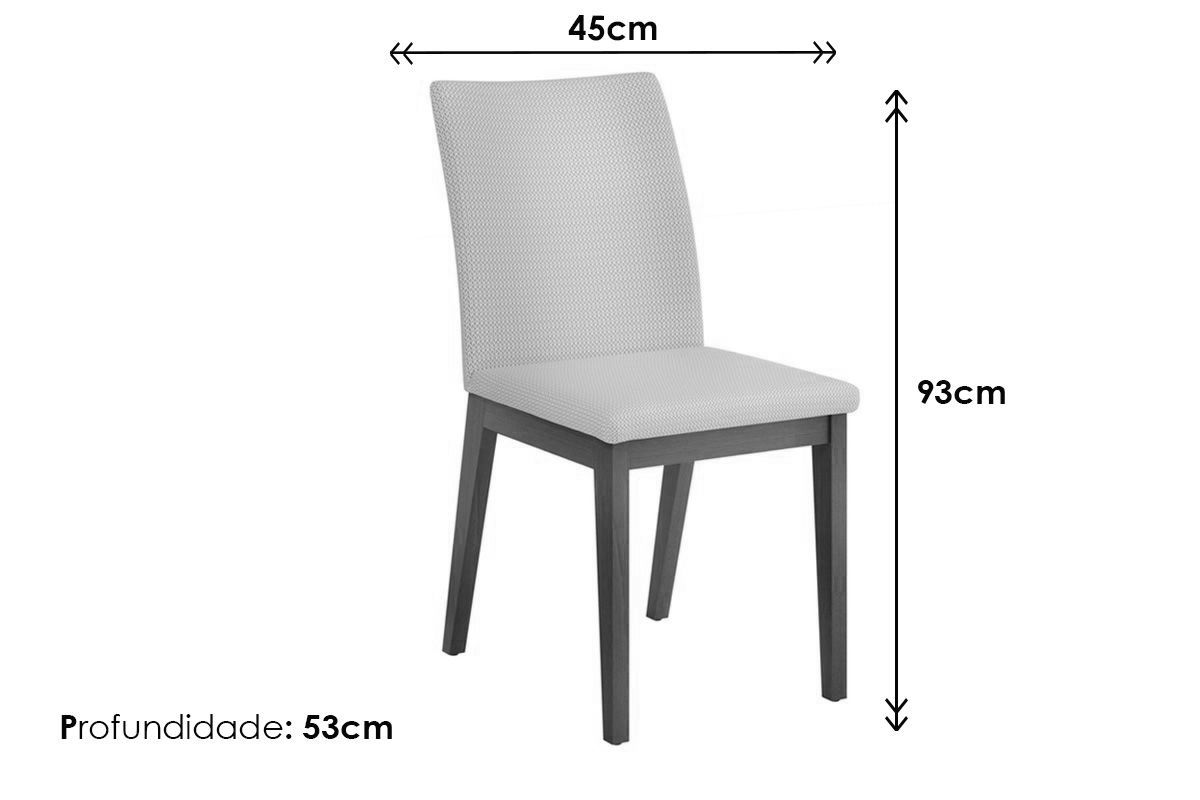 Sala Jantar Mesa Celeste c/ Tampo Madeirado Retangular 170x90cm e 6 Cadeiras Vitória - DJ Móveis