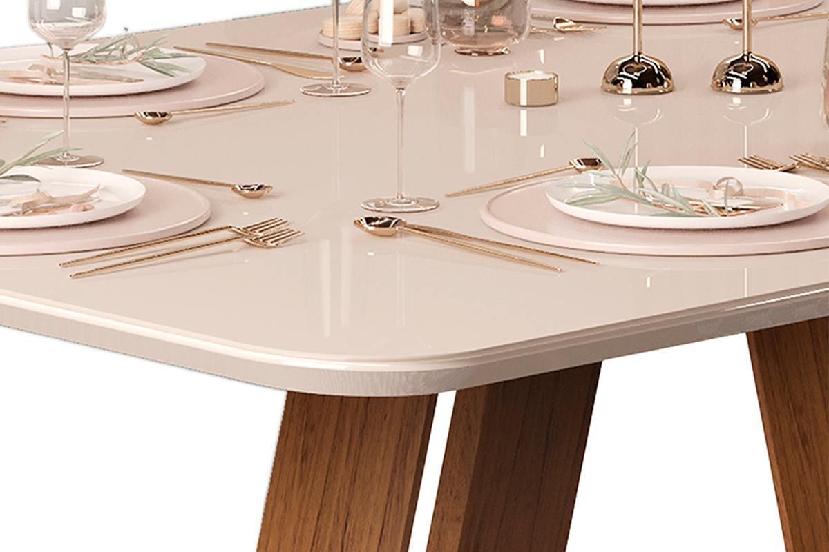 Sala de Jantar Completa Celeste c/ Tampo Madeirado Retangular 170x90cm e 6 Cadeiras Zoe - DJ Móveis