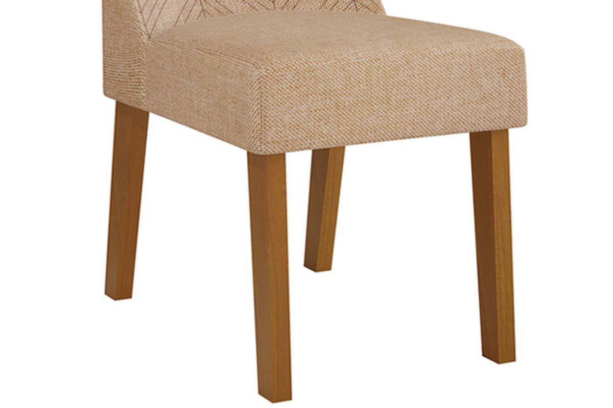 Sala de Jantar Completa Chanel c/ Tampo Madeirado c/ Vidro Orgânico 136x136cm e 6 Cadeiras Stela - DJ Móveis